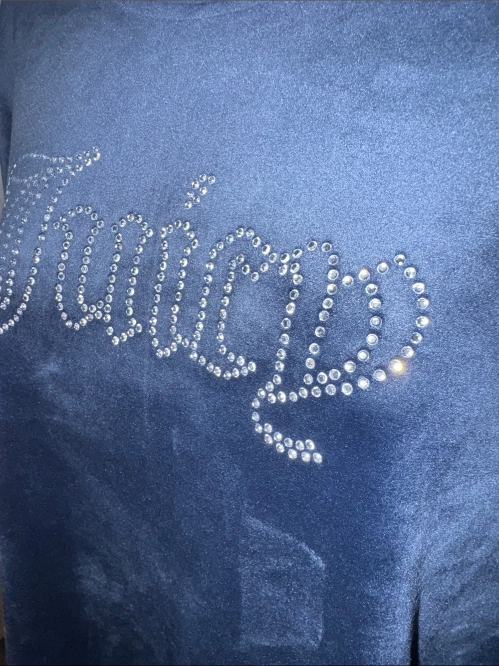 Juicy Couture- NWT Navy Velour Rhinestone Logo Pullover size XL - Picture 11 of 16